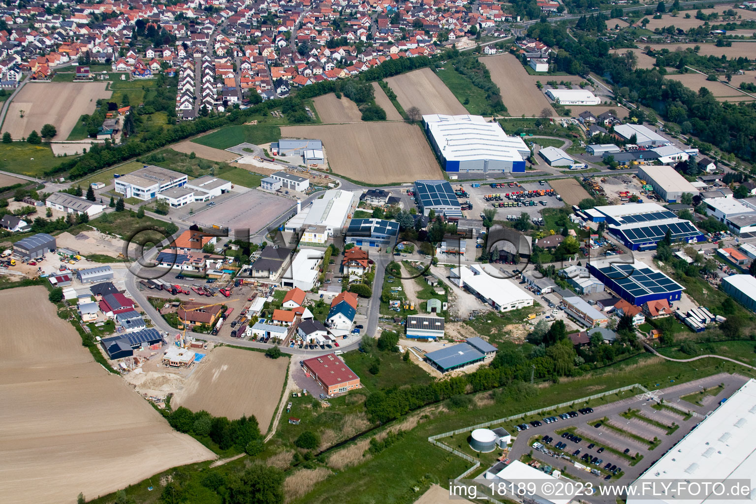 Aerial photograpy of Industrial area in Hagenbach in the state Rhineland-Palatinate, Germany