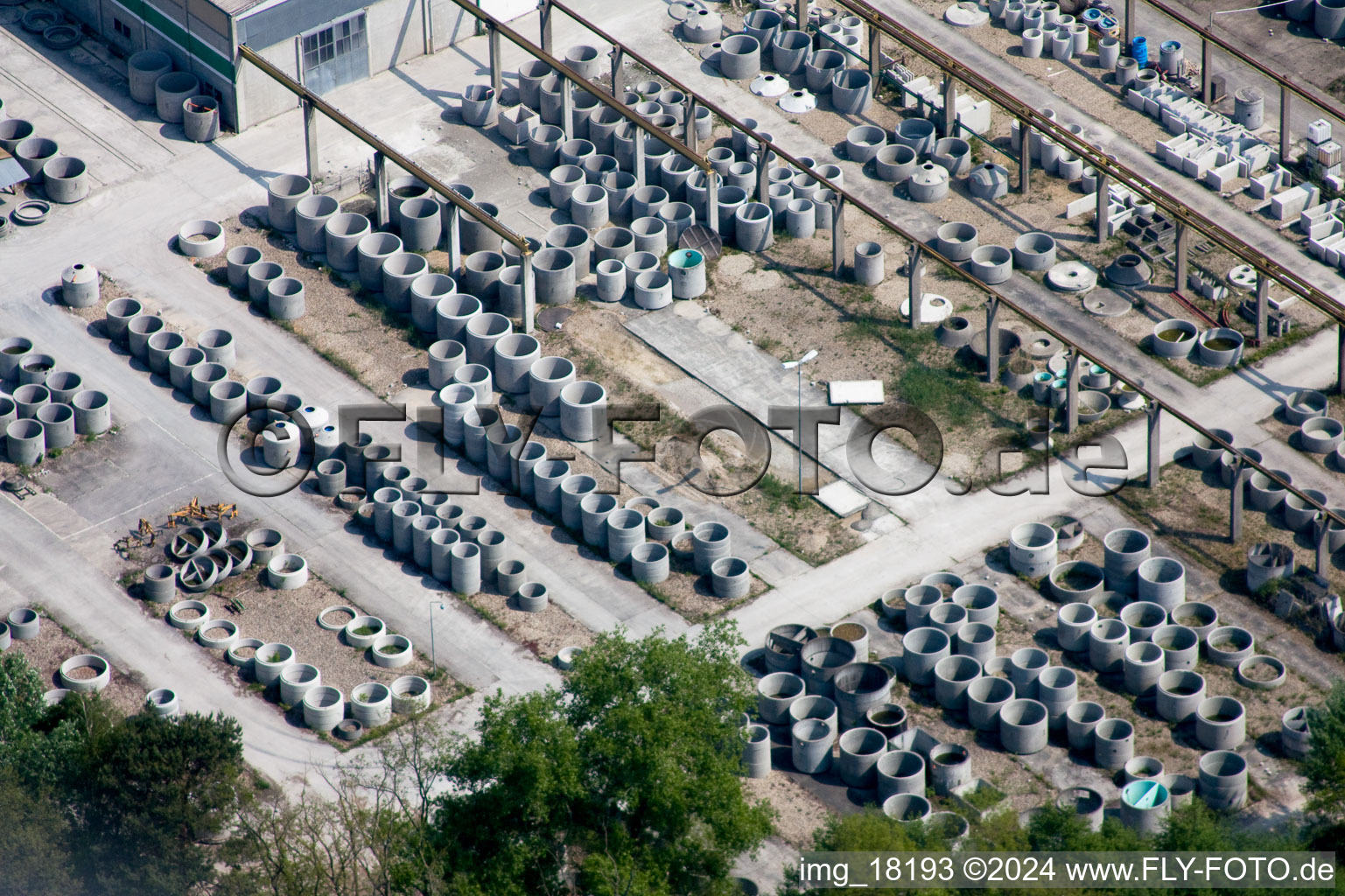 Industrial area in Hagenbach in the state Rhineland-Palatinate, Germany from above