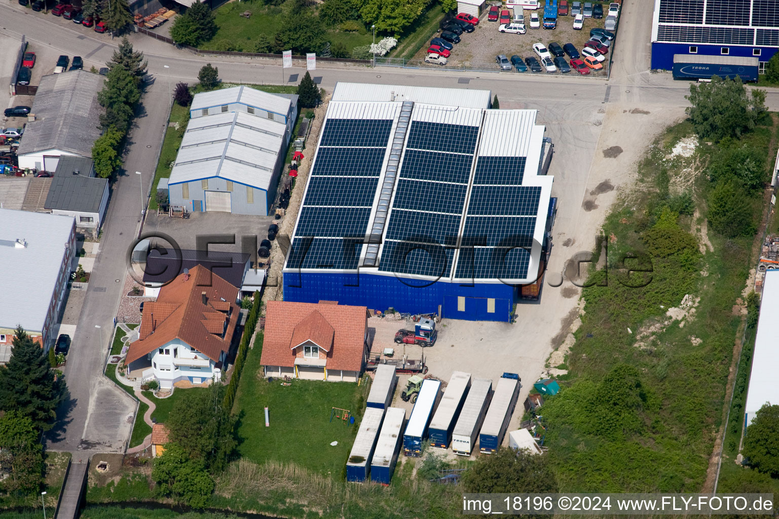 Industrial area in Hagenbach in the state Rhineland-Palatinate, Germany seen from above