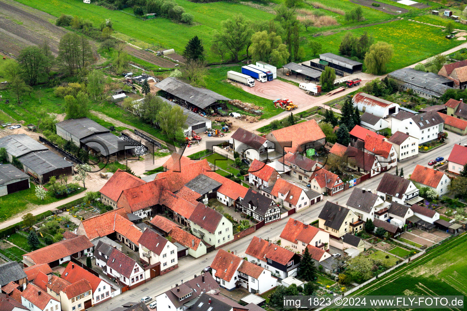 Saarstr in Kandel in the state Rhineland-Palatinate, Germany viewn from the air