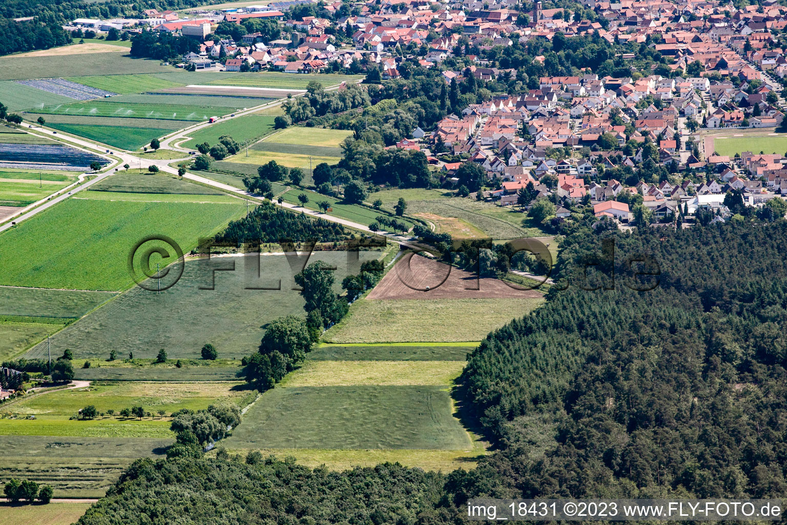 Hatzenbühl in the state Rhineland-Palatinate, Germany from above