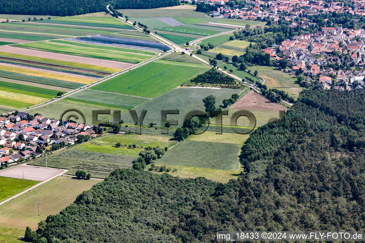 Hatzenbühl in the state Rhineland-Palatinate, Germany seen from above