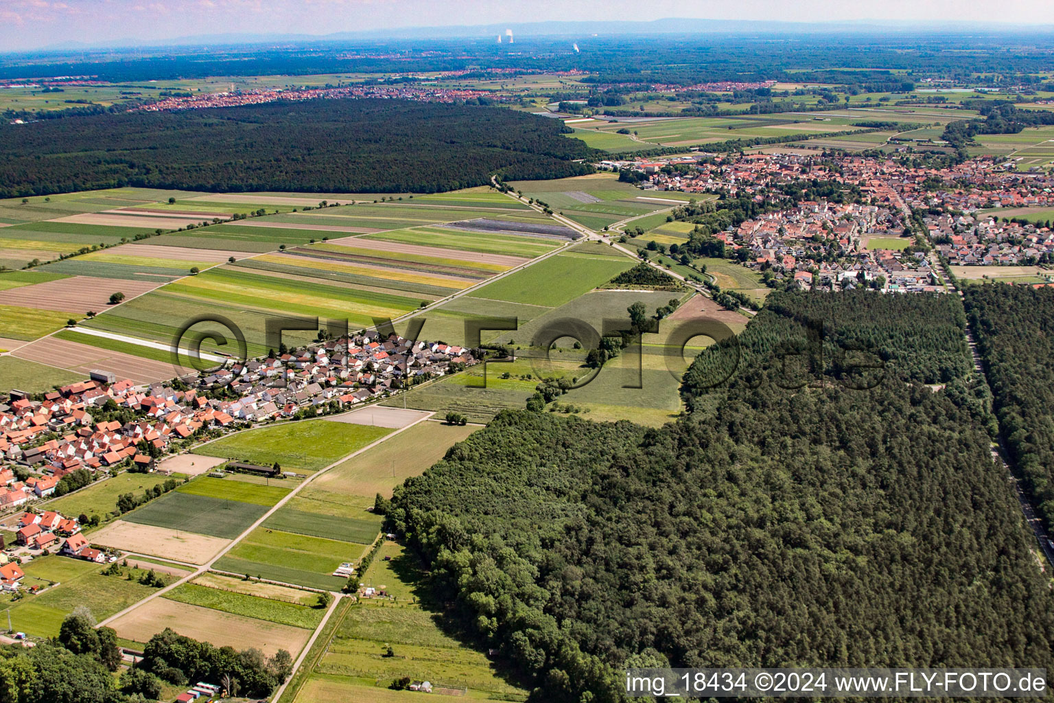 Hatzenbühl in the state Rhineland-Palatinate, Germany from the plane