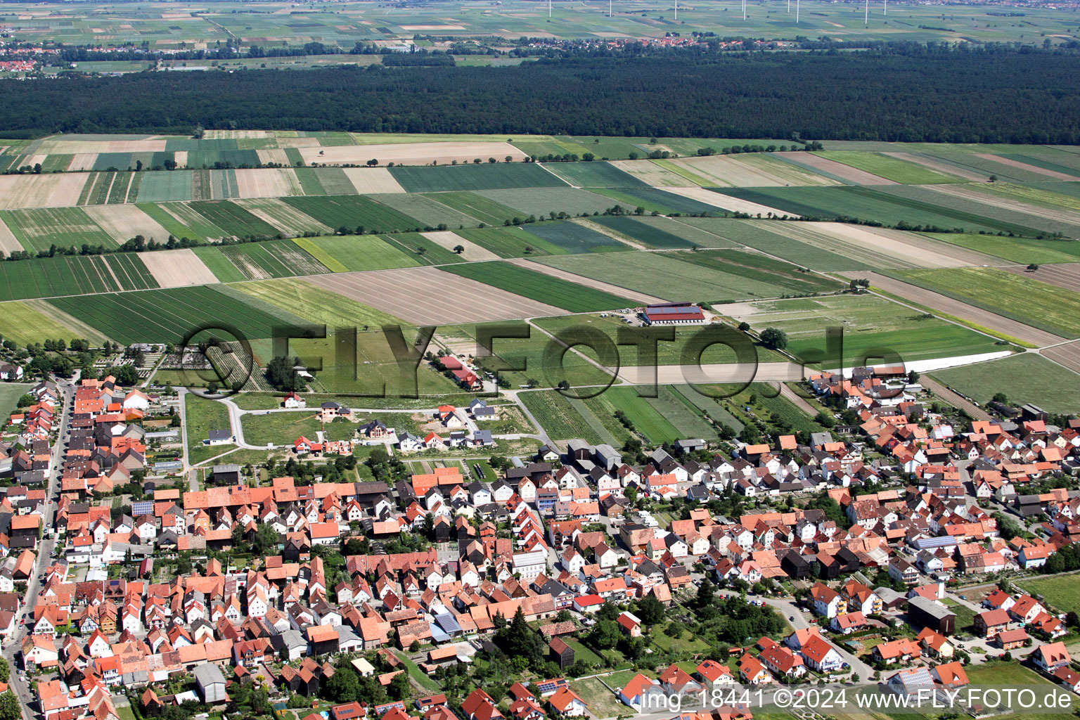 Hatzenbühl in the state Rhineland-Palatinate, Germany seen from a drone