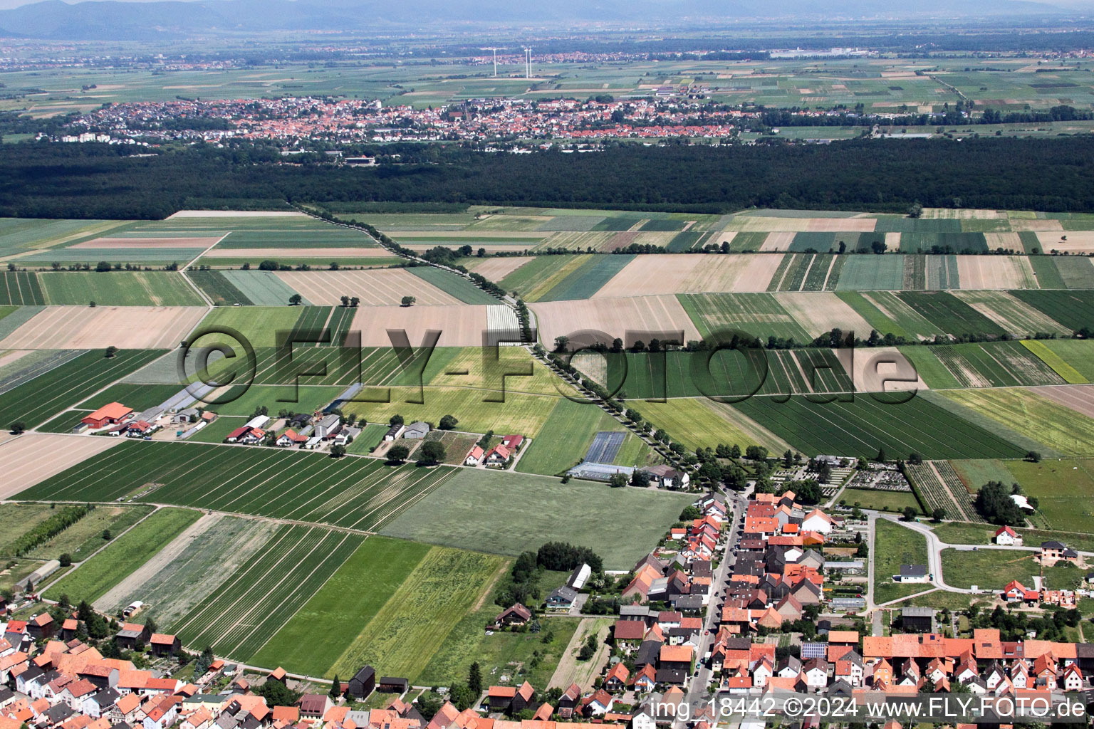 Aerial view of Hatzenbühl in the state Rhineland-Palatinate, Germany