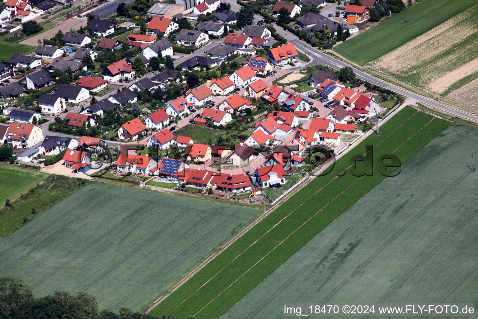 Oblique view of District Hayna in Herxheim bei Landau in the state Rhineland-Palatinate, Germany