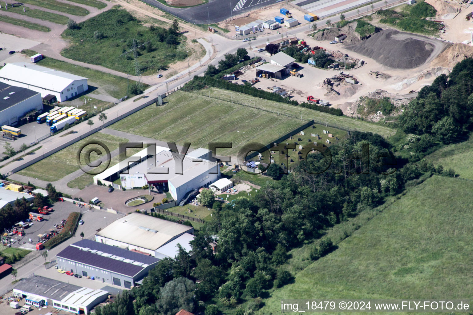 Zufall Logistics Center in the district Minderslachen in Kandel in the state Rhineland-Palatinate, Germany from the plane