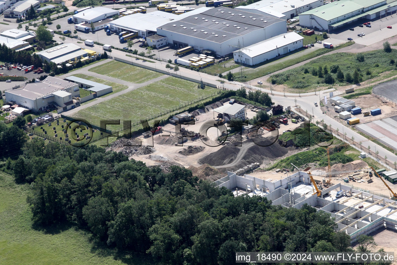 Zufall Logistics Center in the district Minderslachen in Kandel in the state Rhineland-Palatinate, Germany from a drone