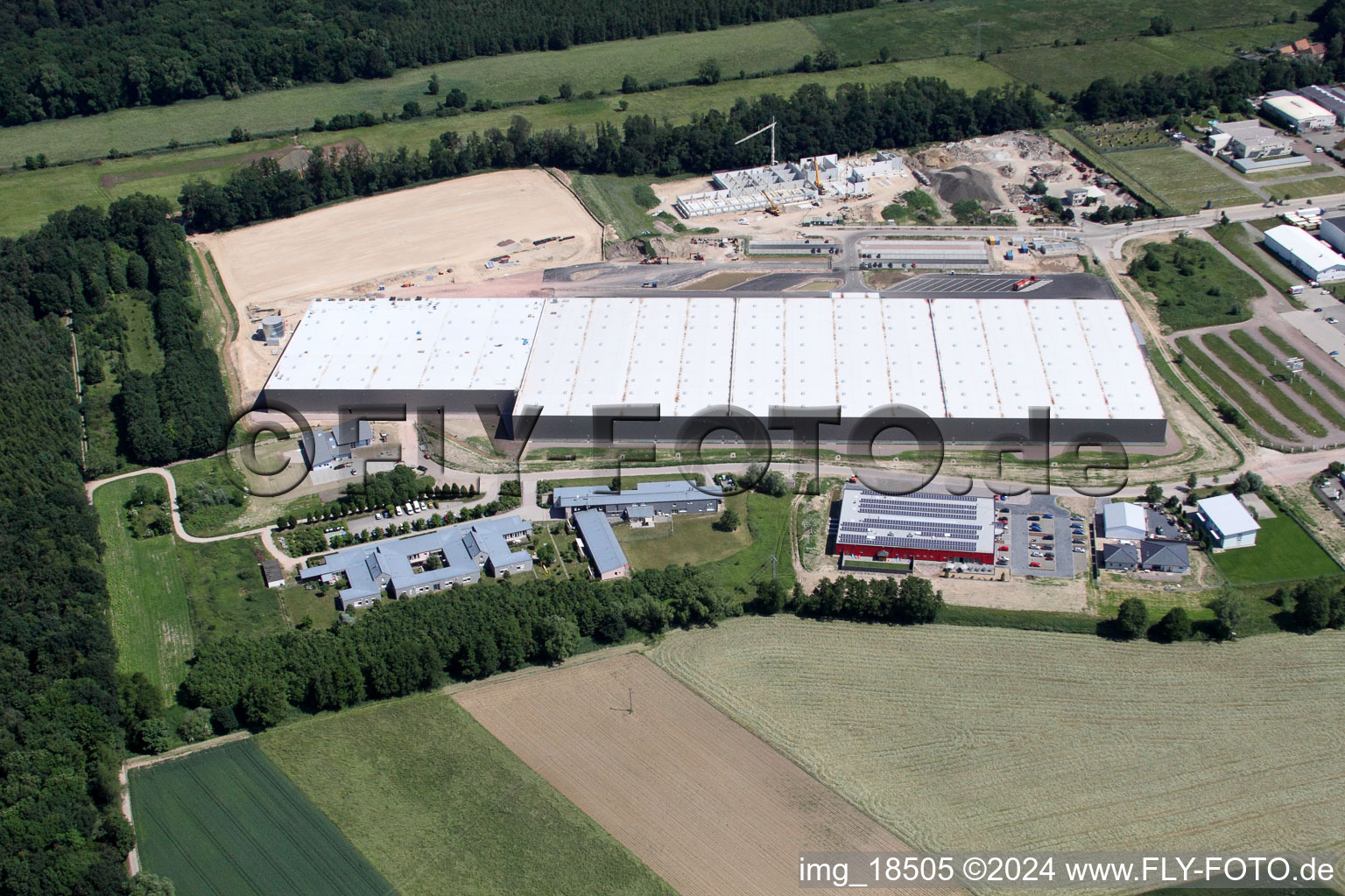 Zufall Logistics Center in the district Minderslachen in Kandel in the state Rhineland-Palatinate, Germany out of the air