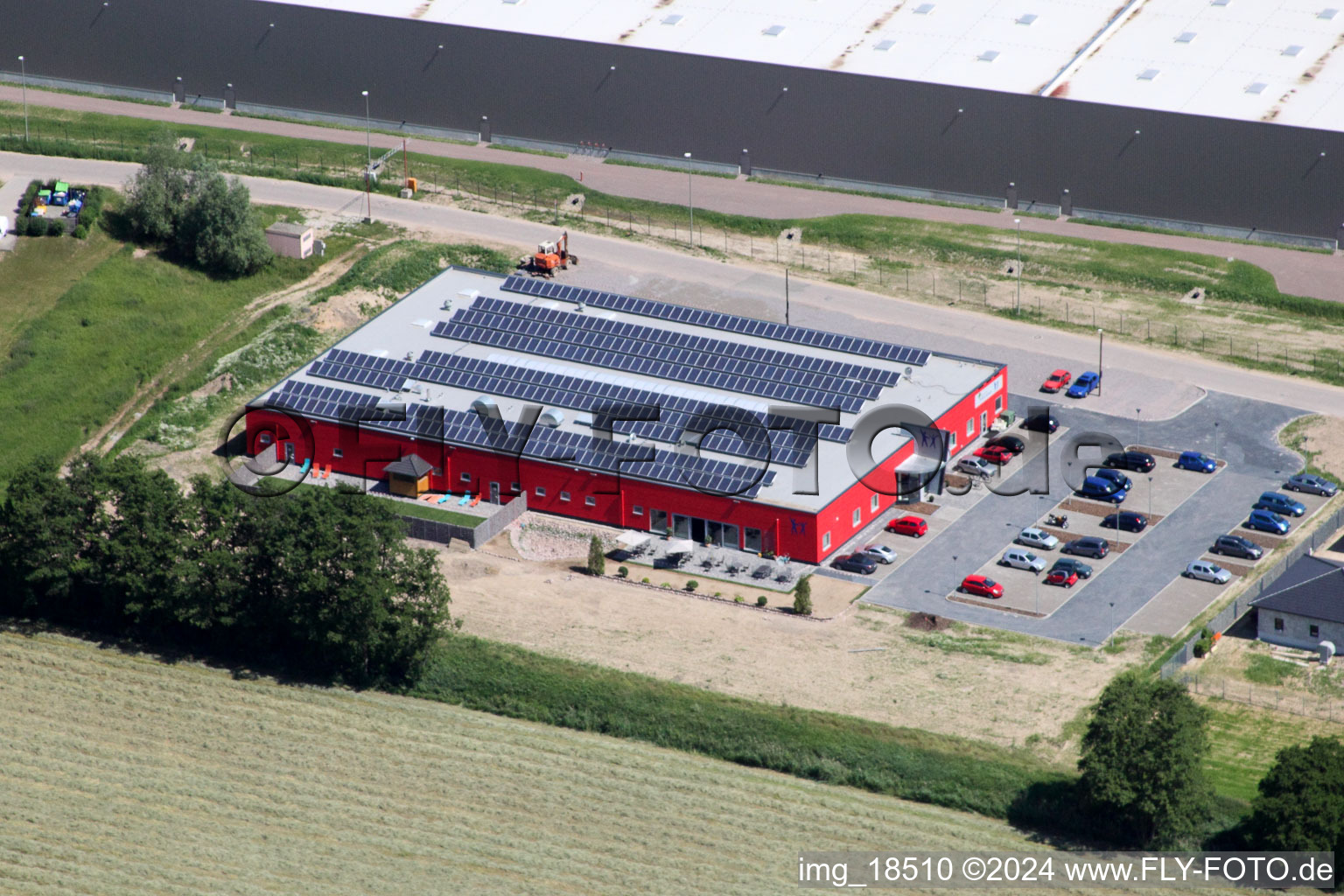 Bienwald-Fitnessworld in the district Minderslachen in Kandel in the state Rhineland-Palatinate, Germany from above