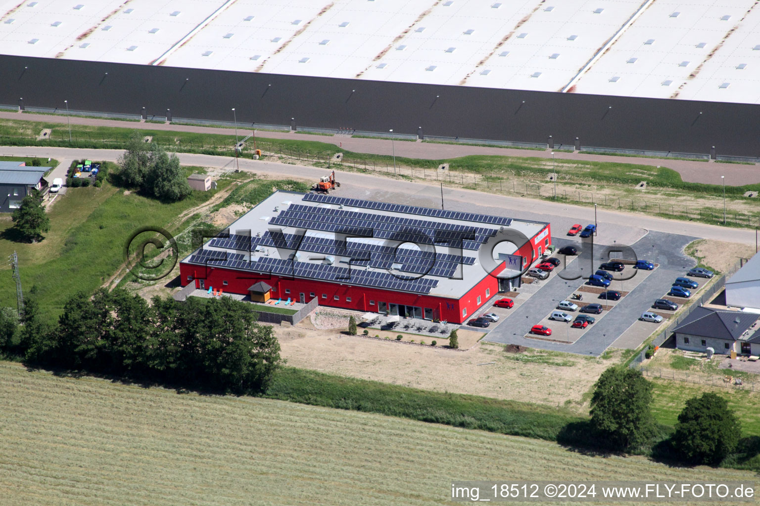 Bienwald-Fitnessworld in the district Minderslachen in Kandel in the state Rhineland-Palatinate, Germany out of the air