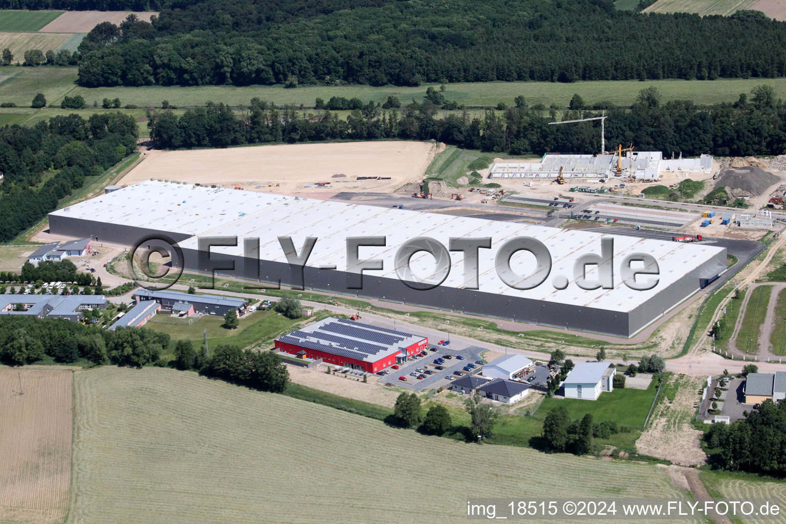 Bienwald-Fitnessworld in the district Minderslachen in Kandel in the state Rhineland-Palatinate, Germany seen from above