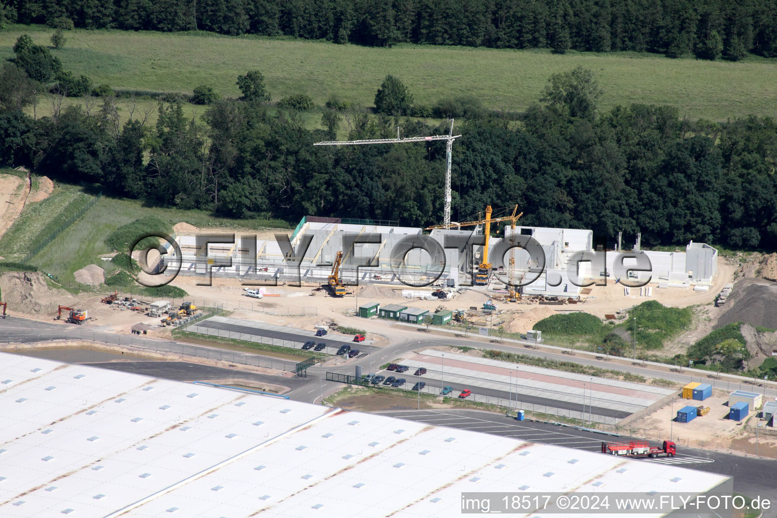 Aerial photograpy of Horst industrial estate, Alfa Aesar in the district Minderslachen in Kandel in the state Rhineland-Palatinate, Germany