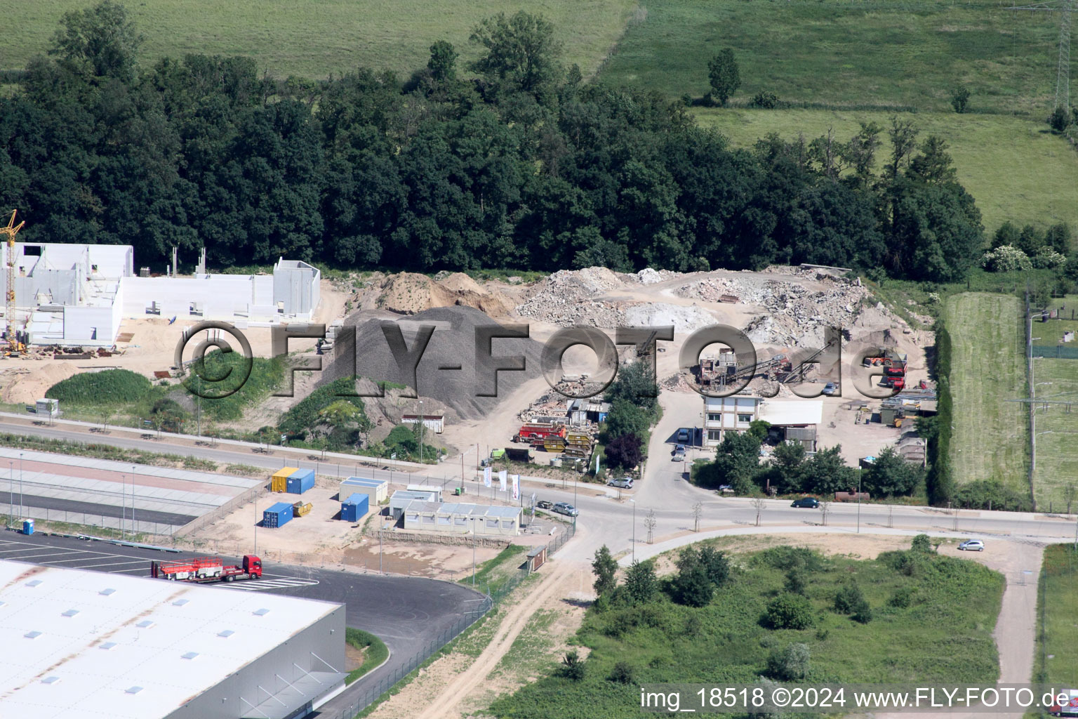 Zufall Logistics Center in the district Minderslachen in Kandel in the state Rhineland-Palatinate, Germany from the plane