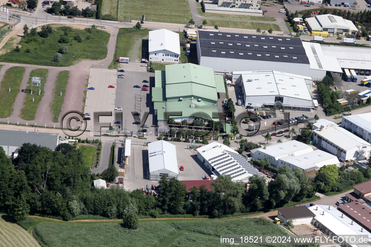 Drone recording of Zufall Logistics Center in the district Minderslachen in Kandel in the state Rhineland-Palatinate, Germany