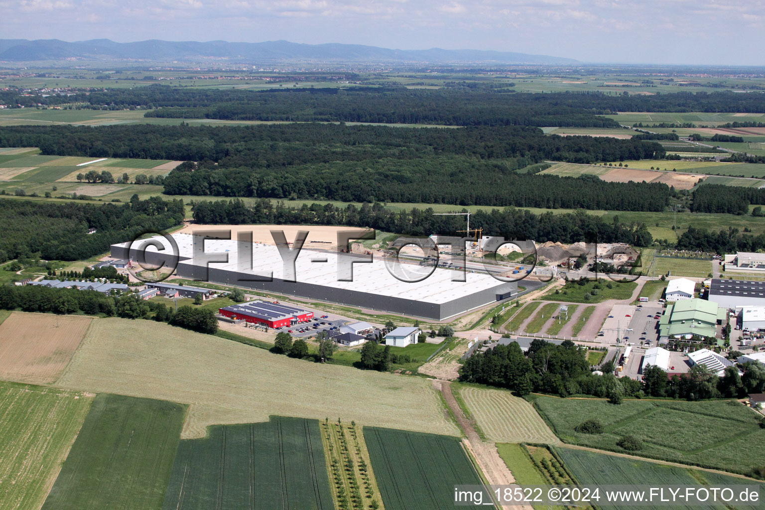 Drone image of Zufall Logistics Center in the district Minderslachen in Kandel in the state Rhineland-Palatinate, Germany