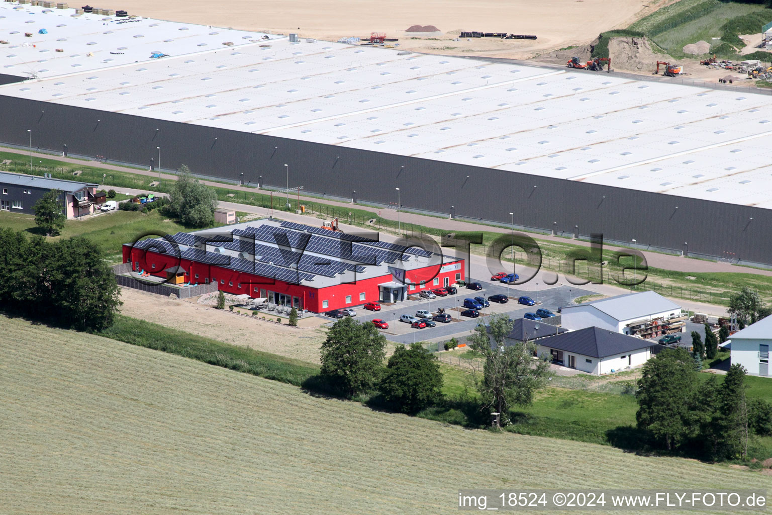 Bienwald Fitness World in the district Minderslachen in Kandel in the state Rhineland-Palatinate, Germany from the plane