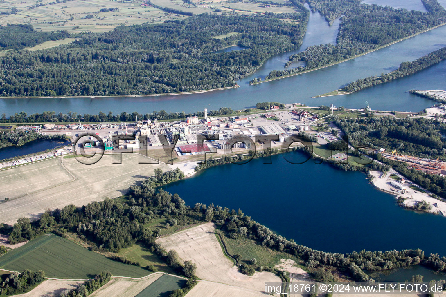 Aerial view of Rohm & Haas in Lauterbourg in the state Bas-Rhin, France