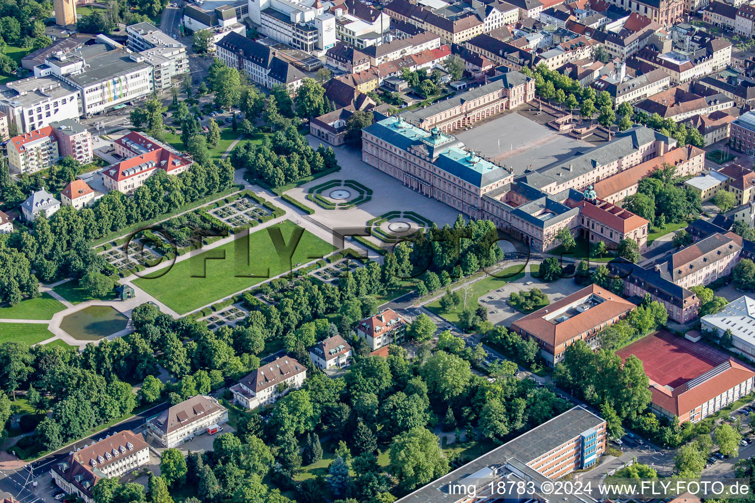 Aerial view of Palace - Residenzschloss Rastatt Herrenstrasse in the district Rastatt-Innenstadt in Rastatt in the state Baden-Wurttemberg