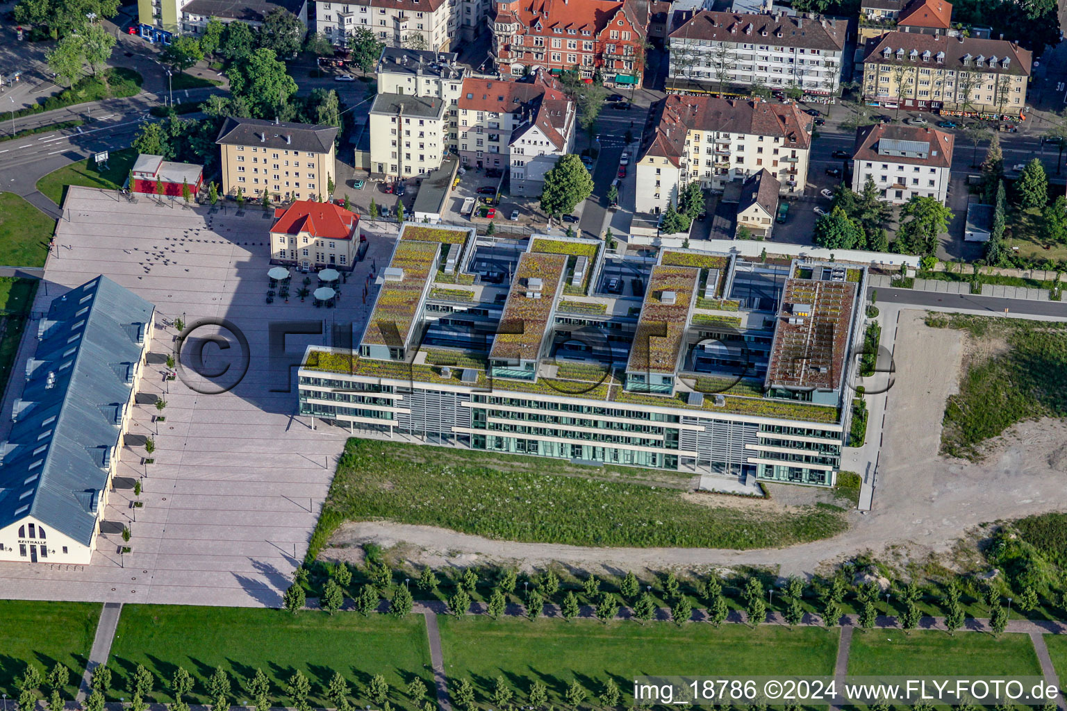 District office at the riding hall and Ludwigsfeste in Rastatt in the state Baden-Wuerttemberg, Germany