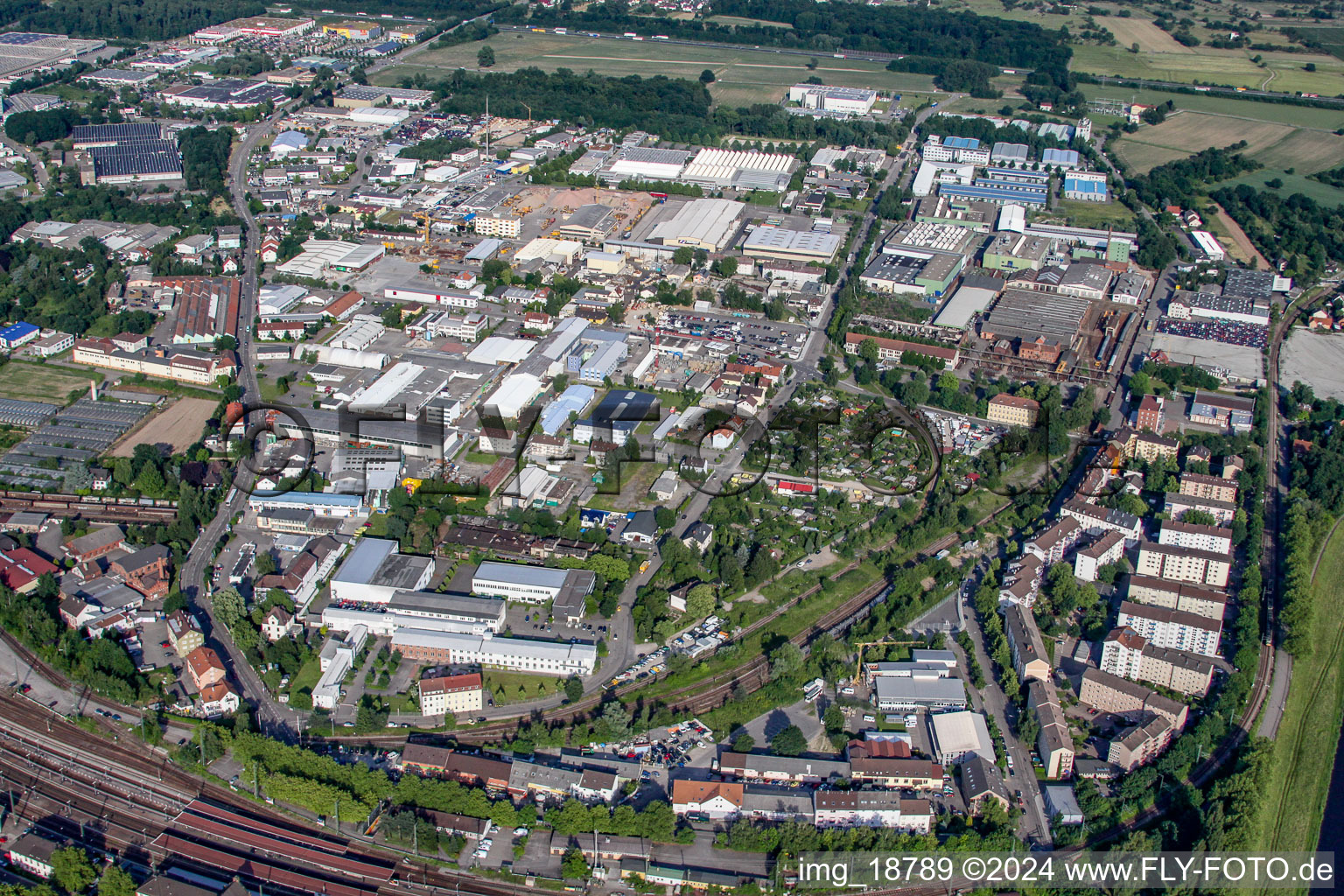 Industrial area Lochfeldstr in Rastatt in the state Baden-Wuerttemberg, Germany