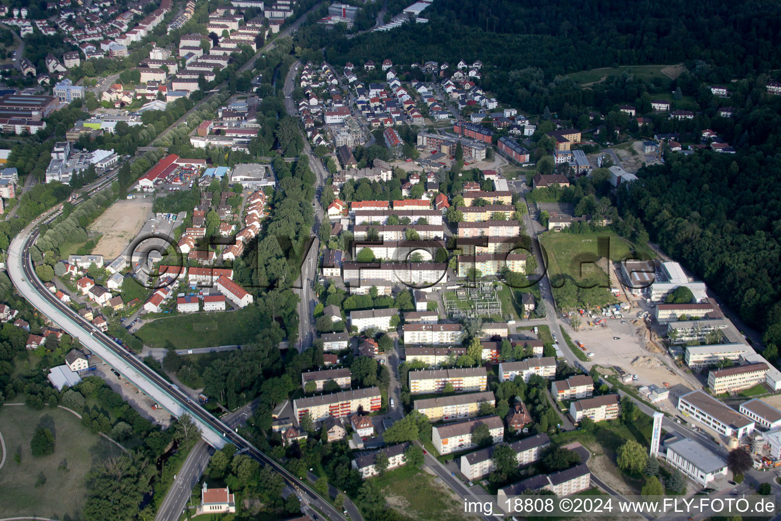 Breisgaustrasse from the west in the district Oos in Baden-Baden in the state Baden-Wuerttemberg, Germany