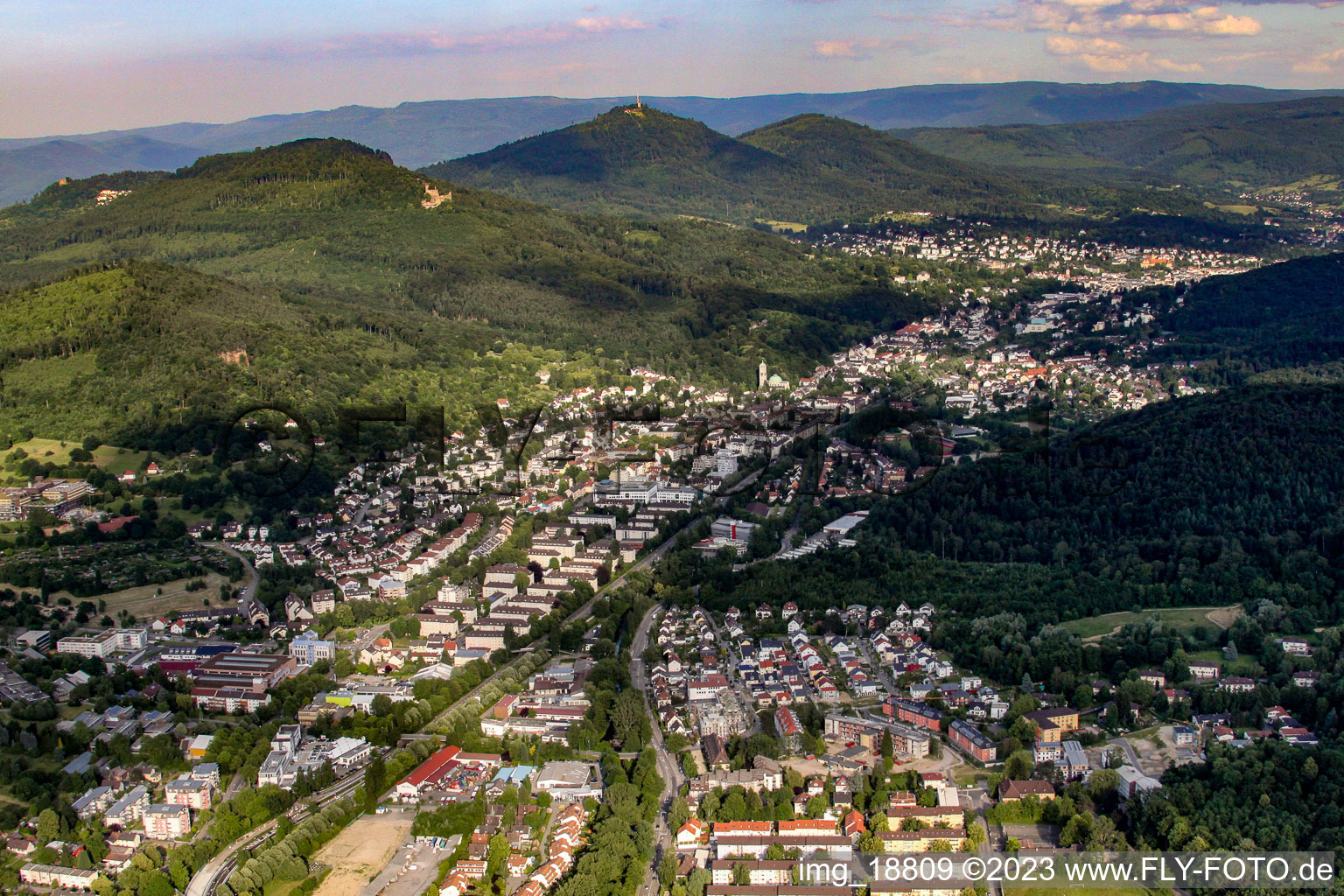 Rheinstrasse from the southwest in the district Oos in Baden-Baden in the state Baden-Wuerttemberg, Germany