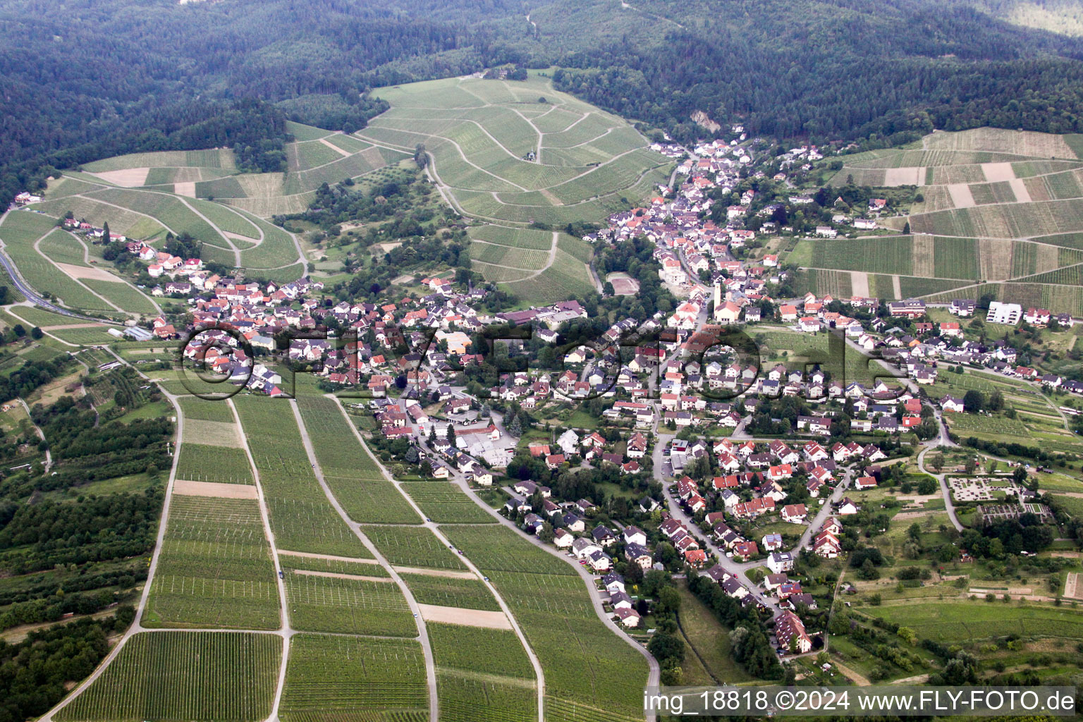 Aerial view of District Gallenbach in Baden-Baden in the state Baden-Wuerttemberg, Germany