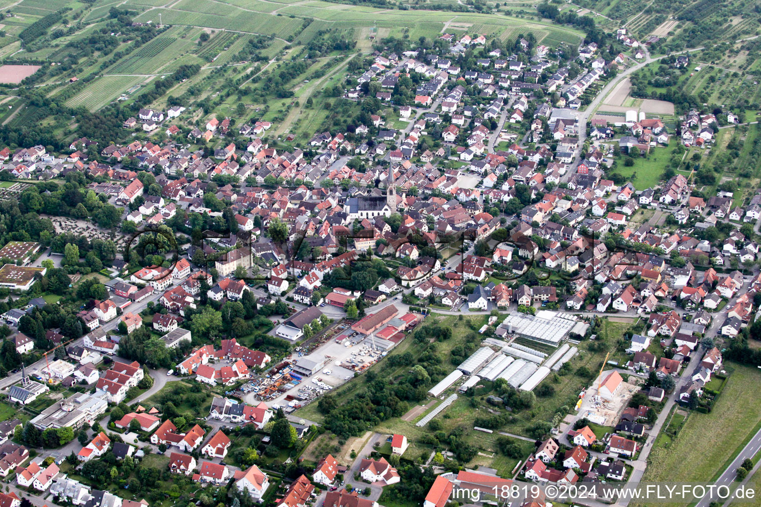 Oblique view of District Steinbach in Baden-Baden in the state Baden-Wuerttemberg, Germany