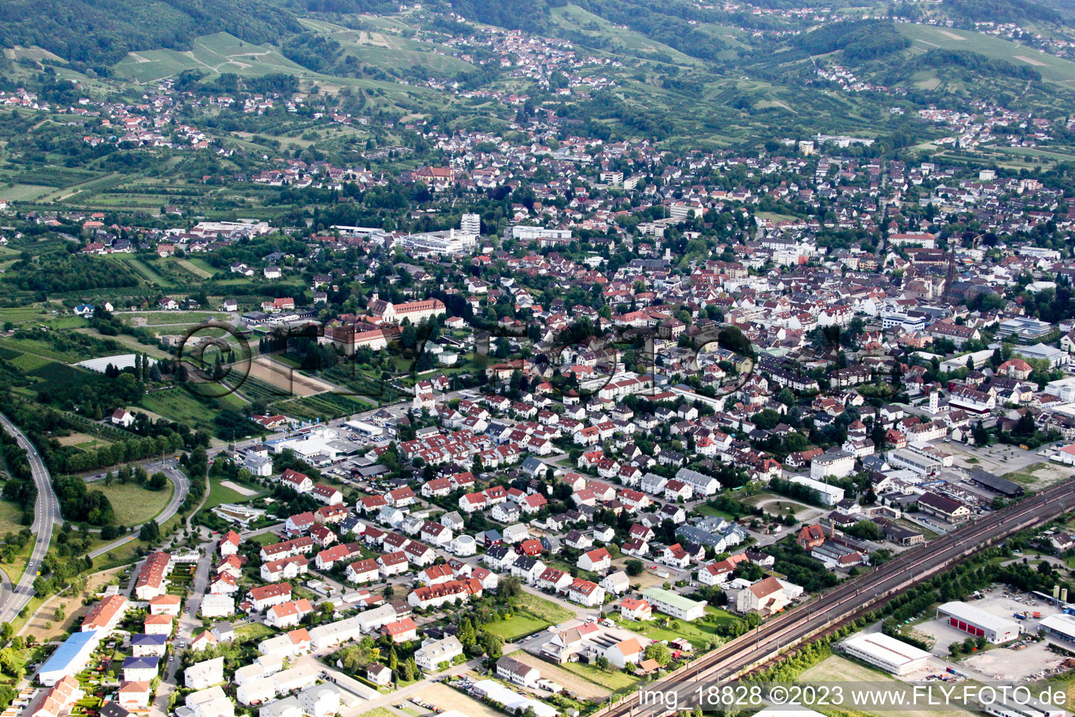 Bird's eye view of Bühl in the state Baden-Wuerttemberg, Germany