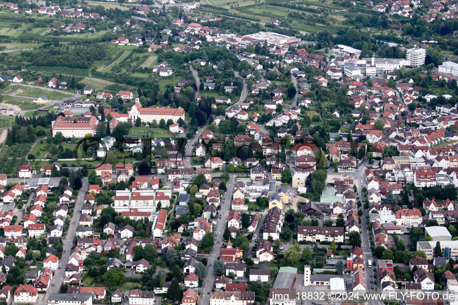 Town View of the streets and houses of the residential areas in Buehl in the state Baden-Wurttemberg