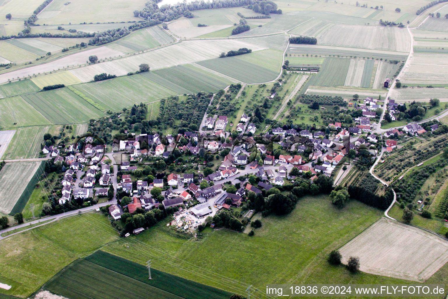 Oblique view of District Oberweier in Bühl in the state Baden-Wuerttemberg, Germany