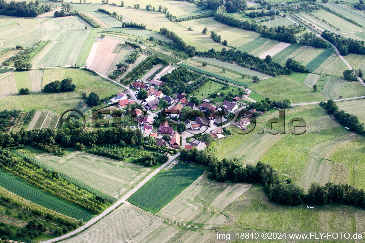 Aerial view of District Walzfeld in Ottersweier in the state Baden-Wuerttemberg, Germany