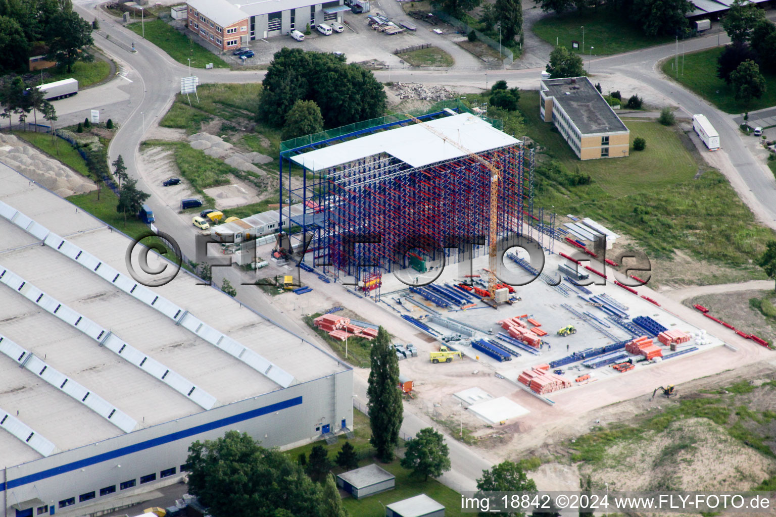 Warehouse complex-building under construction in the industrial area Grossweier in Achern in the state Baden-Wurttemberg