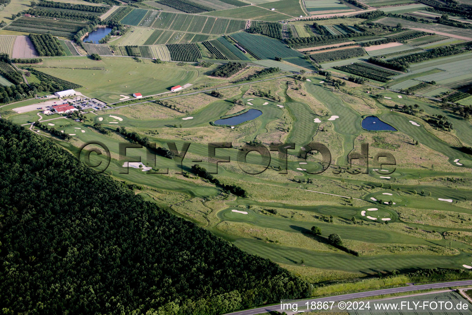 Aerial photograpy of Grounds of the Golf course at Golfclub Urloffen in the district Zimmern in Appenweier in the state Baden-Wurttemberg