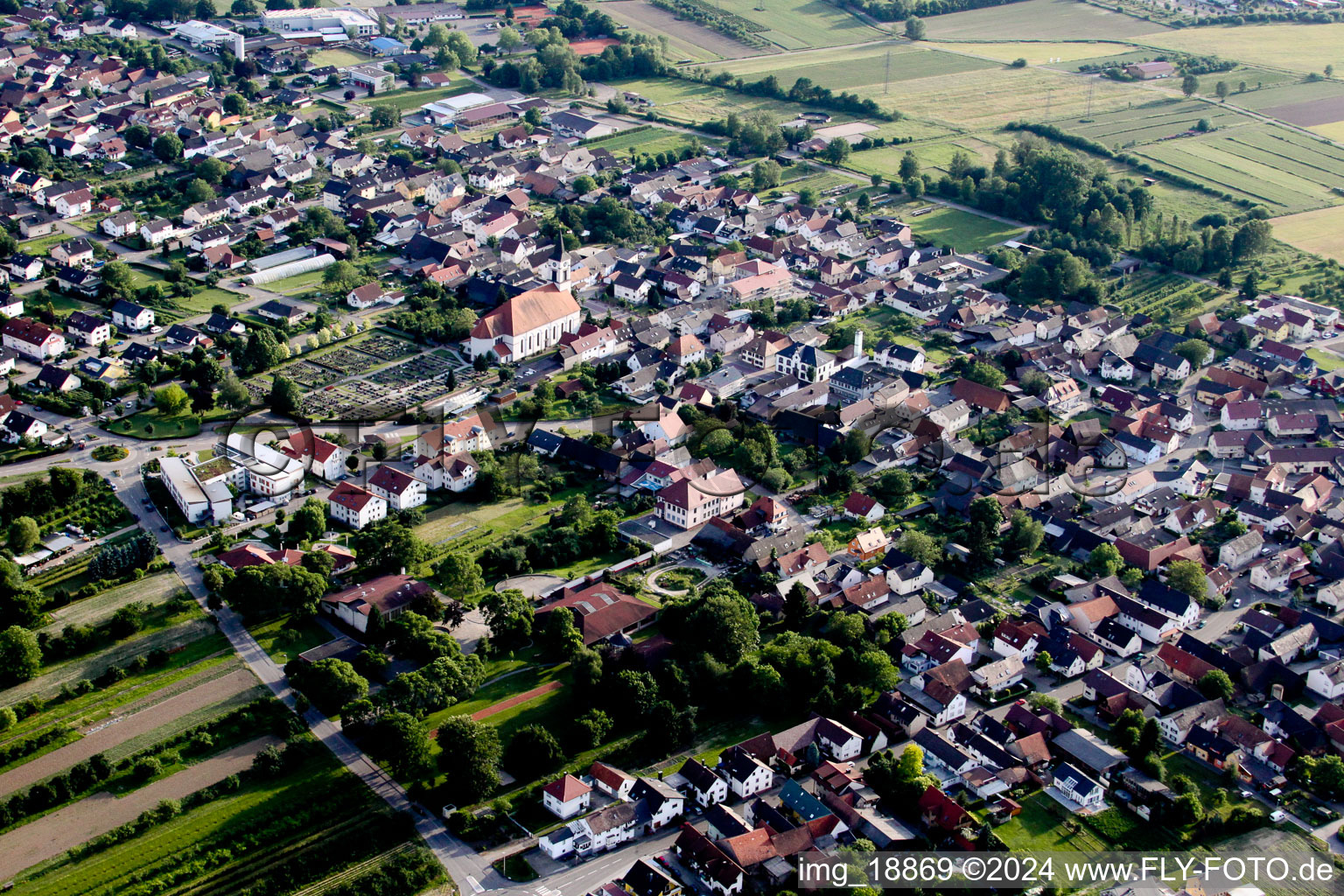 District Urloffen in Appenweier in the state Baden-Wuerttemberg, Germany from above