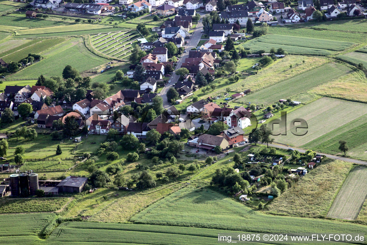 Aerial view of From the northeast in the district Sand in Willstätt in the state Baden-Wuerttemberg, Germany