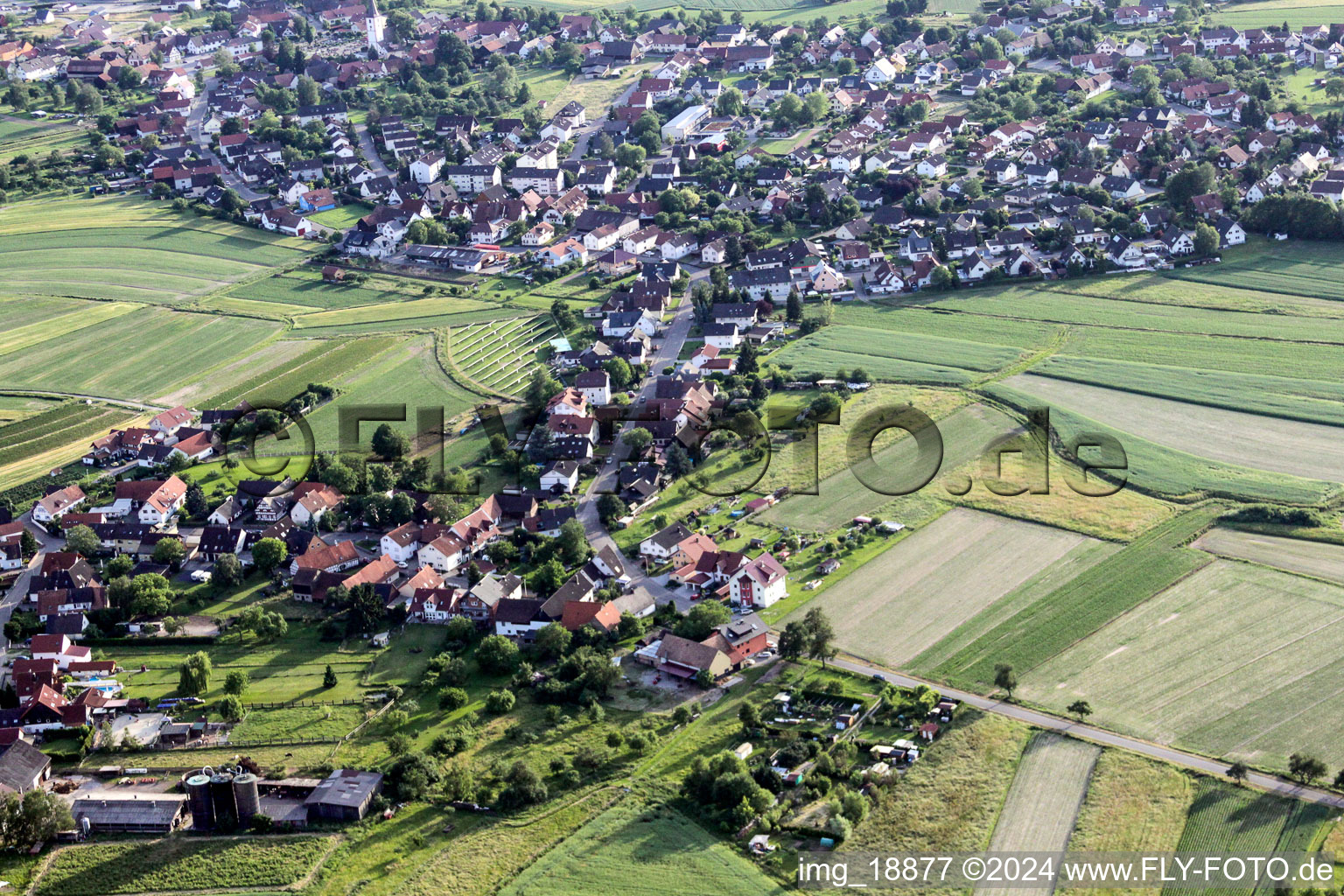 Aerial photograpy of From the northeast in the district Sand in Willstätt in the state Baden-Wuerttemberg, Germany