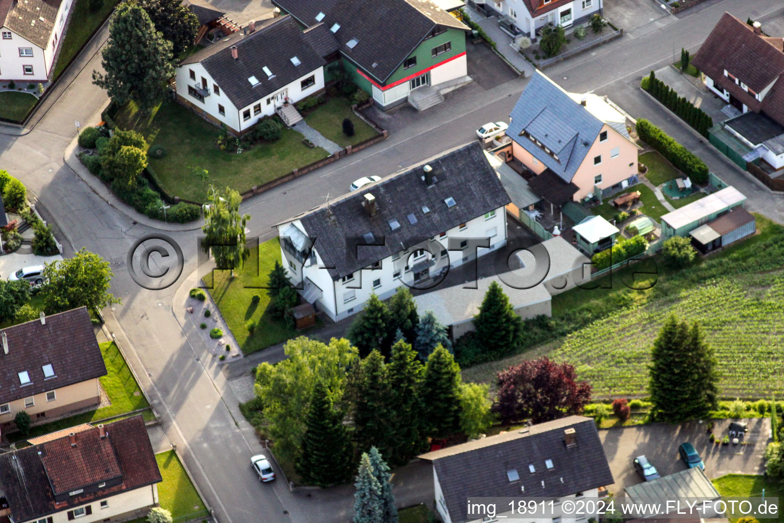 Aerial photograpy of Gartenstr in the district Sand in Willstätt in the state Baden-Wuerttemberg, Germany