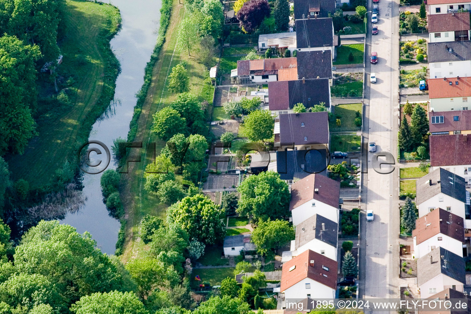 Elsaesserstr in Kandel in the state Rhineland-Palatinate, Germany seen from above