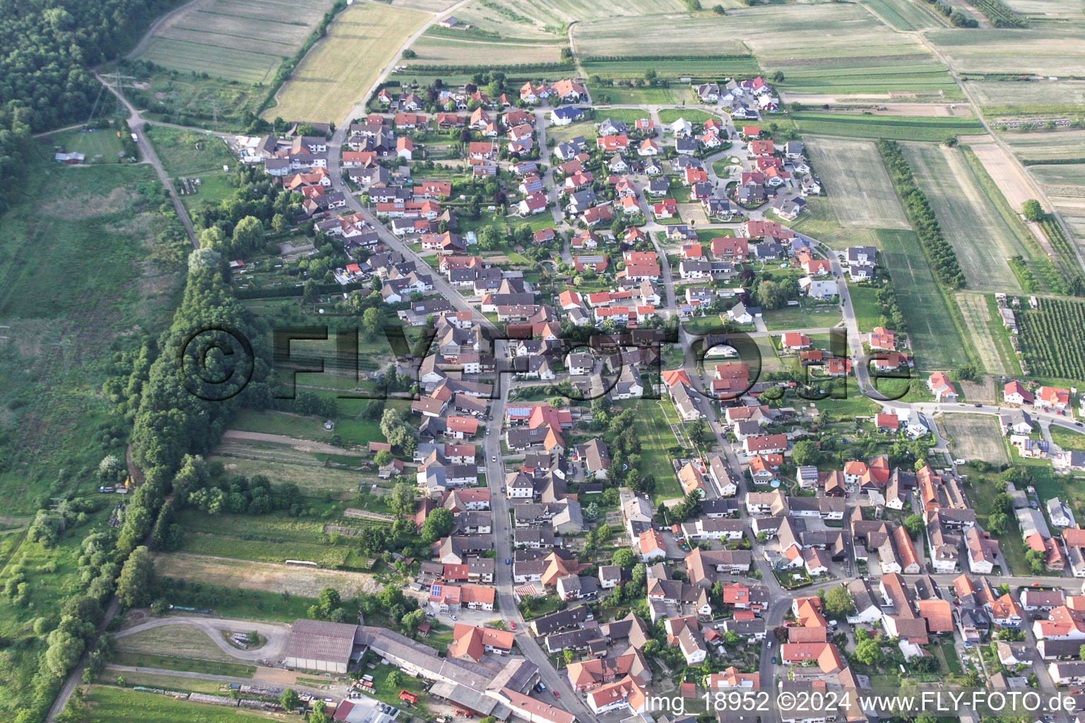 Aerial view of Mattenstr in the district Urloffen in Appenweier in the state Baden-Wuerttemberg, Germany