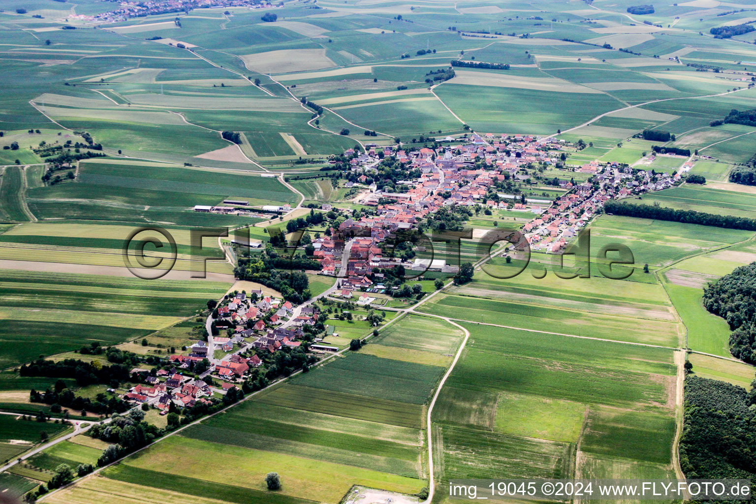 Oblique view of Niederlauterbach in the state Bas-Rhin, France