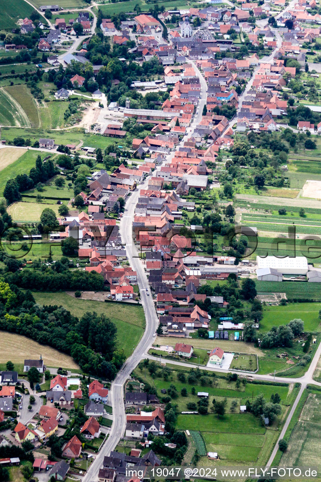 Niederlauterbach in the state Bas-Rhin, France from above