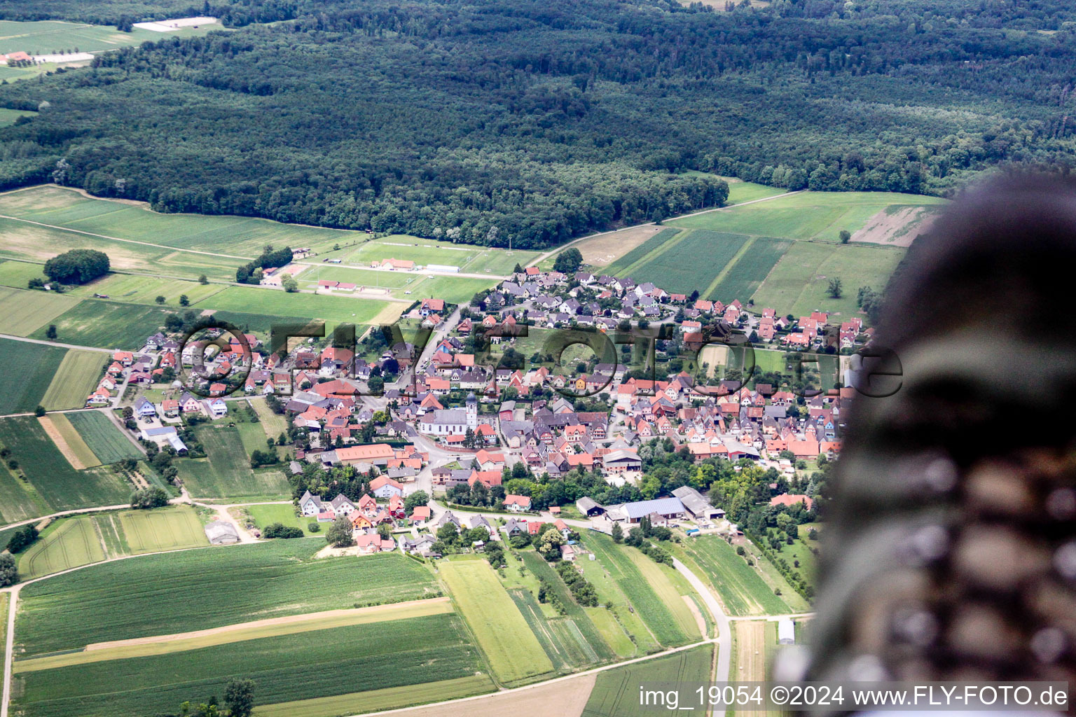 Aerial photograpy of Niederlauterbach in the state Bas-Rhin, France