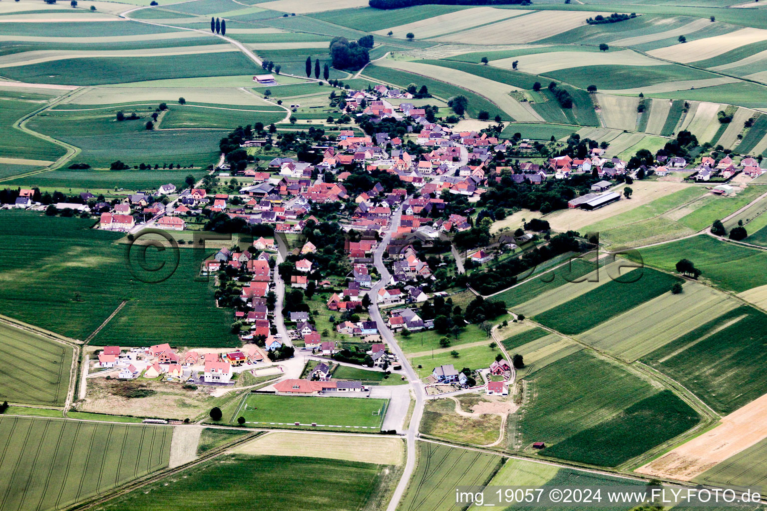 Wintzenbach in the state Bas-Rhin, France seen from above