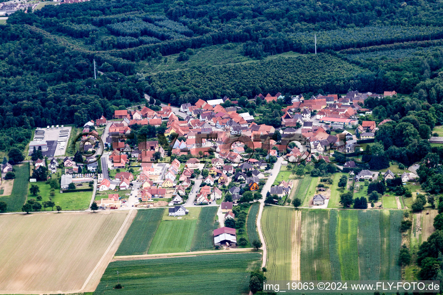 Schaffhouse-près-Seltz in the state Bas-Rhin, France from above