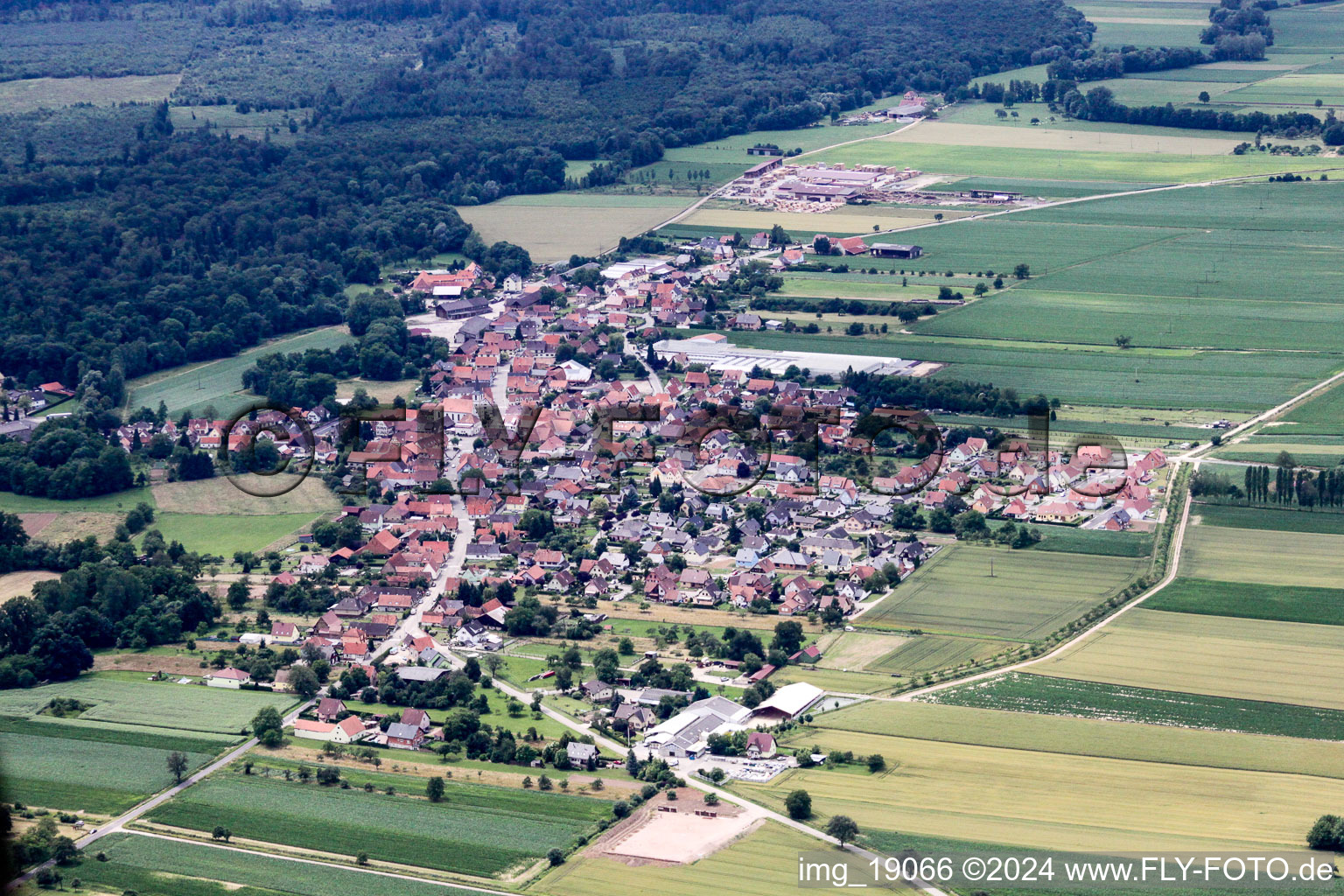 Niederrœdern in the state Bas-Rhin, France viewn from the air