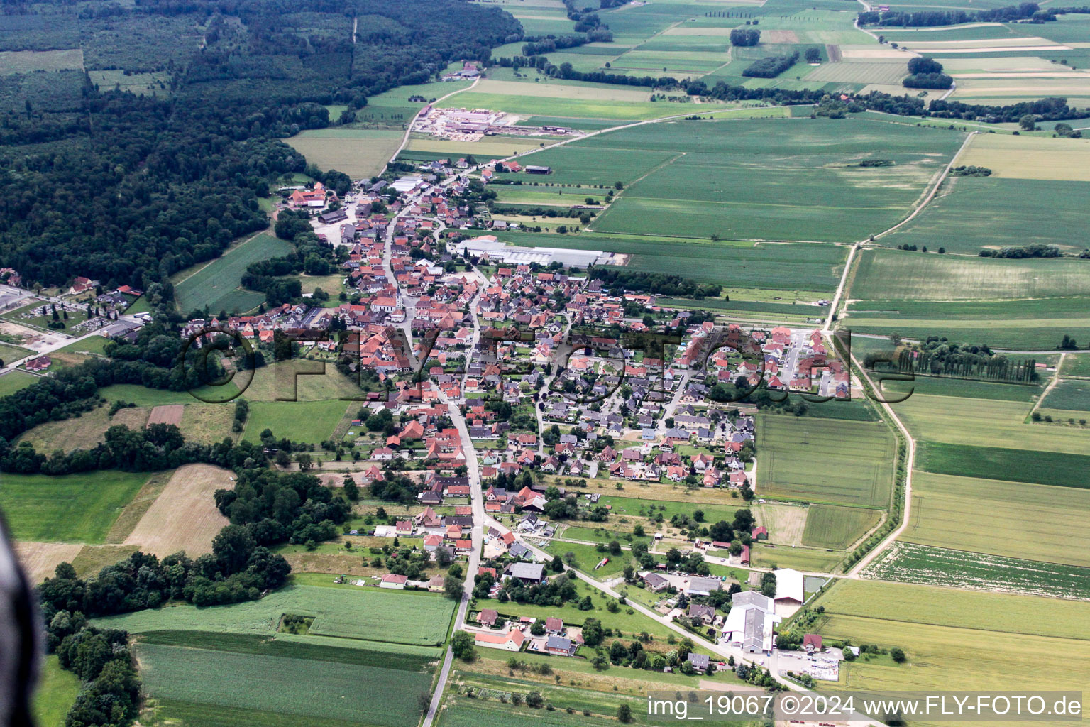 Drone recording of Niederrœdern in the state Bas-Rhin, France