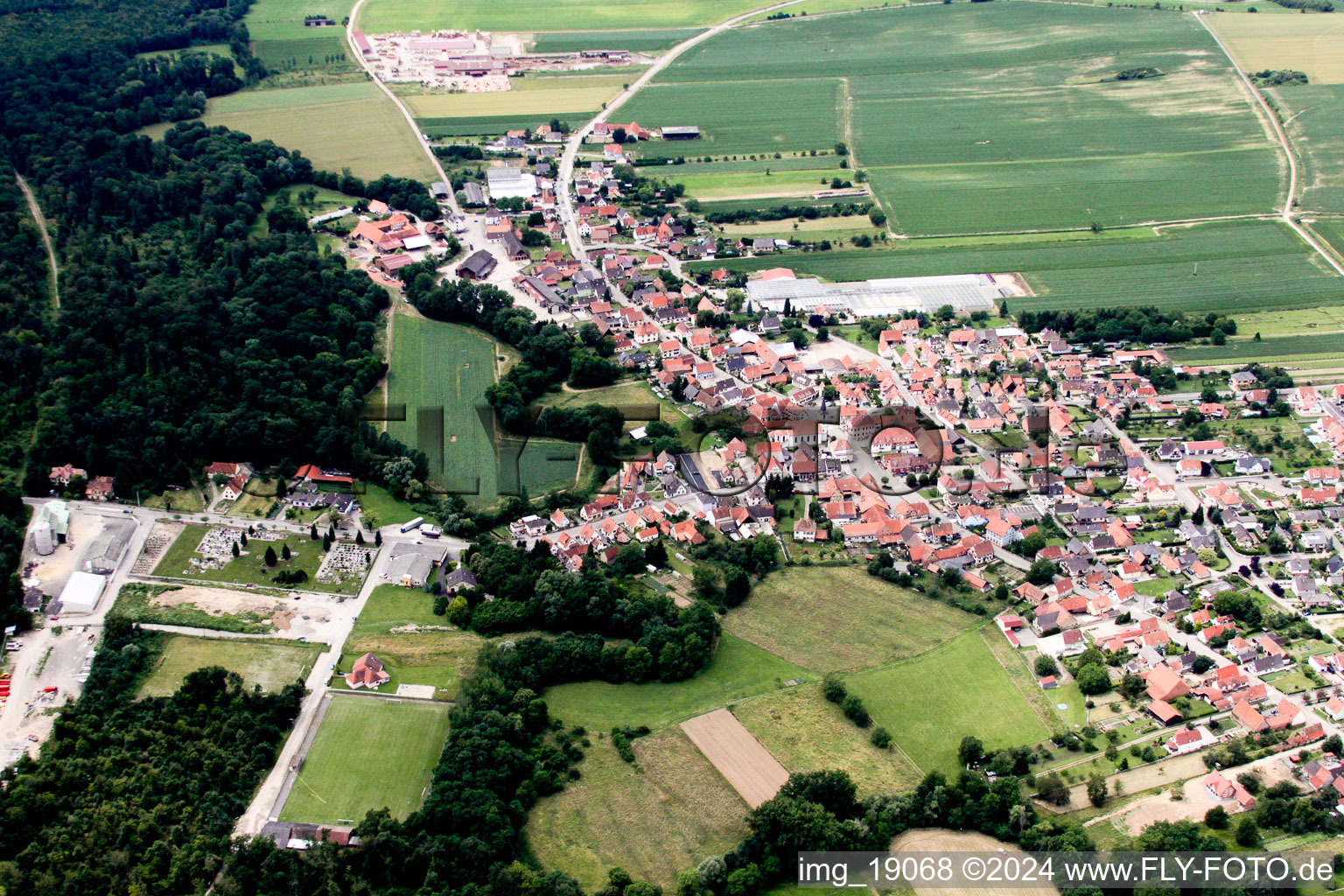 Drone image of Niederrœdern in the state Bas-Rhin, France