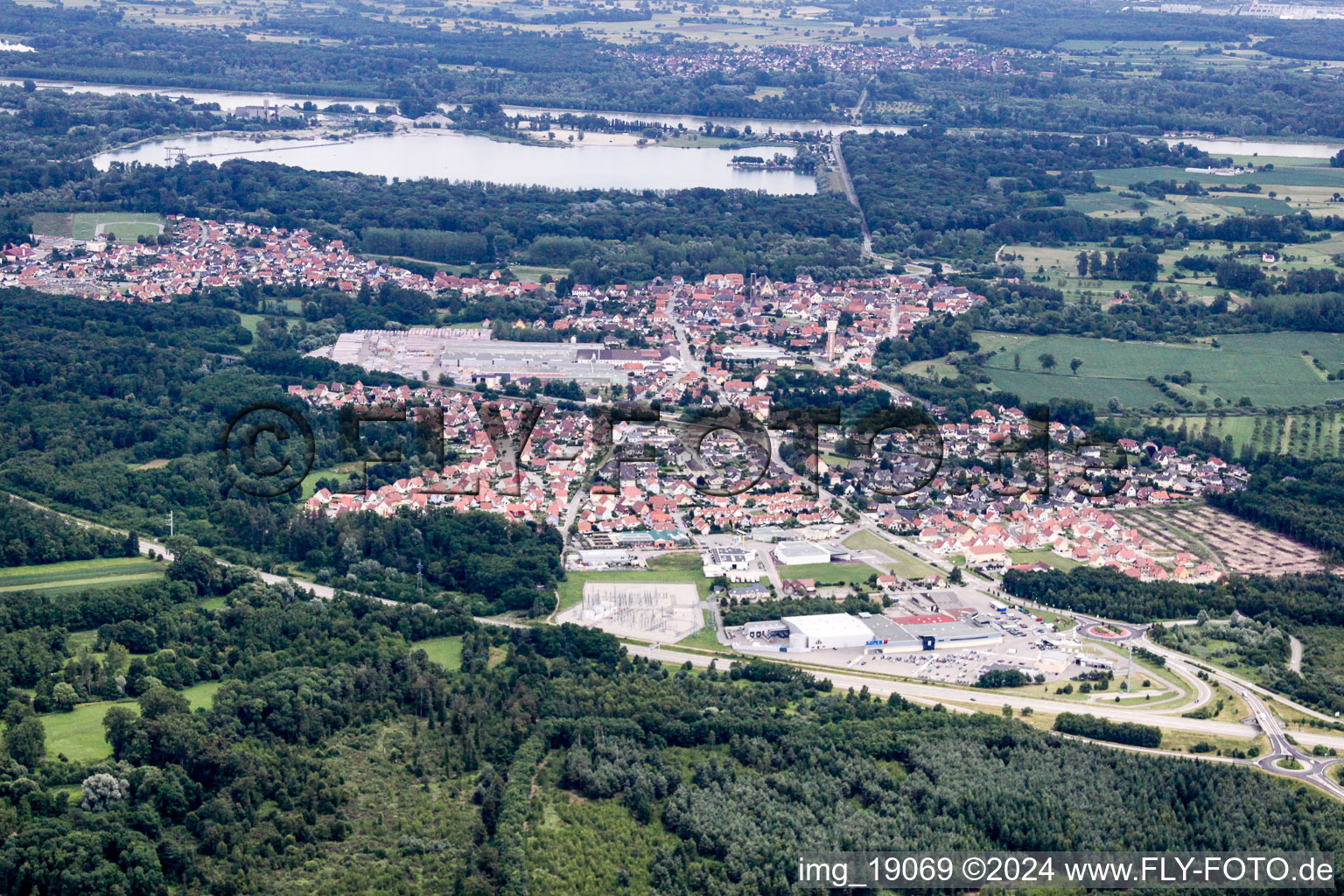 Seltz in the state Bas-Rhin, France from the drone perspective